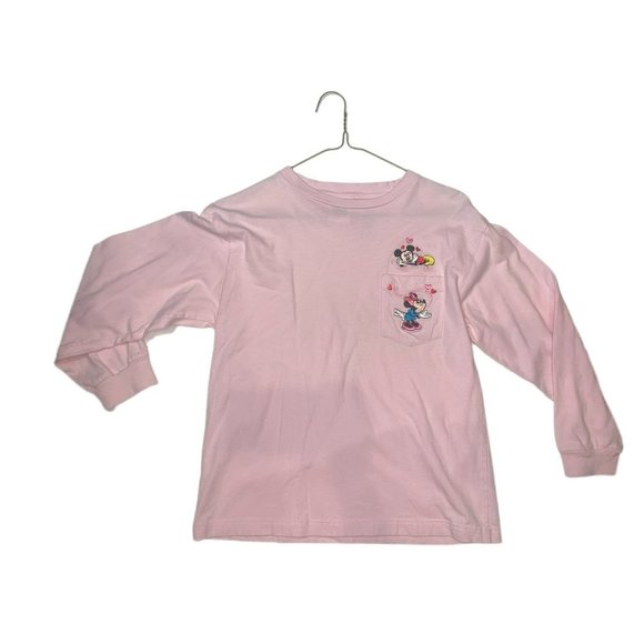 Vintage Child / Teen Disney Catalog Baby Pink Long Sleeve w/ Minnie & Mickey Emb - Picture 2 of 3